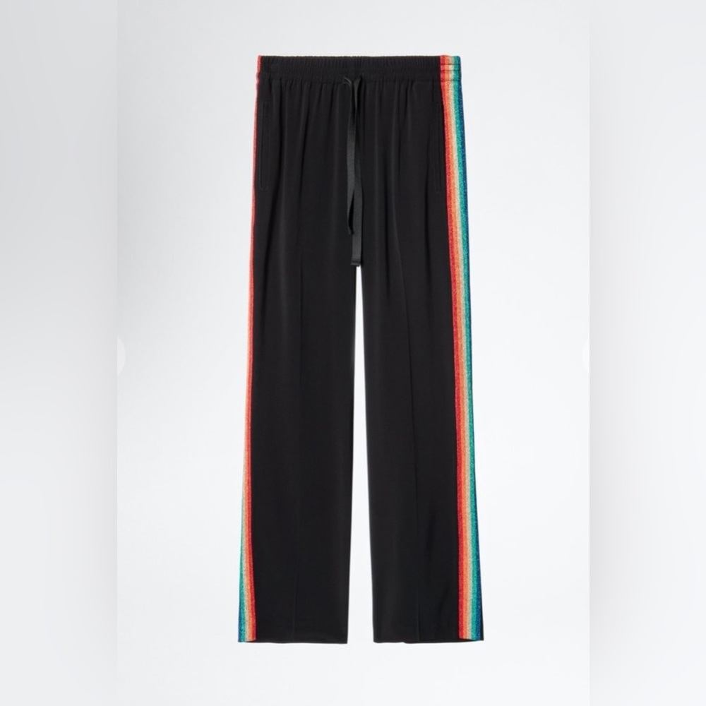 Zadig & Voltaire “Poeme Rainbow” Black Striped Pants